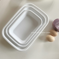 日本白色托盤長方形ins密胺餐具火鍋菜盤蔬菜水果收納盤