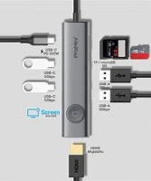 PROMINI PM-CH8TGY CH8T 8 合 1 TYPE-C 轉 1*TYPE-C(100W)1*TYPE-C/3*USB-A/1*HDMI/1*SD&1*TF 讀卡機集線器