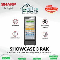 Showcase SHARP SCH210FS 3 Rak 208 Liter 200 Watt Kaca Anti Embun