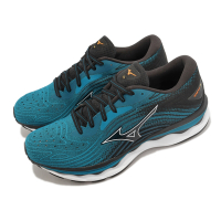 Mizuno 慢跑鞋 Wave Sky 6 美津濃 男鞋 藍 黑 運動鞋 路跑 回彈 避震 J1GC2202-54