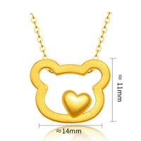 Pure 24K Yellow Gold Pendant Women 999 Gold 3D Bear Necklace Pendant