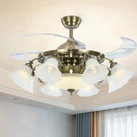 Living Room Ceiling Fan Lights Frequency Conversion 42-Inch Invisible Fan Lamp Mute Household Bedroom Dining Room Fan