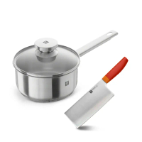 【ZWILLING 德國雙人】Joy不鏽鋼單柄鍋16cm贈Now S中式片刀/廚刀18cm(德國雙人牌集團官方直營)