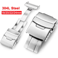 304L Stainless Steel Soild Button 18mm 20mm 22mm 24mm Smart Watch Strap watchbands Clasp for Citizen Watch Buckle Accessories