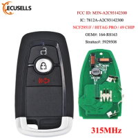 3B Remote Car Key 315MHz NCF2951F / HITAG PRO / 49 Chip M3N-A2C93142300 for Ford Edge Ecosport Explorer F-150 F250 F350 Fusion