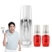 【Sodastream-可樂特調組】時尚風自動扣瓶氣泡水機Spirit(白)