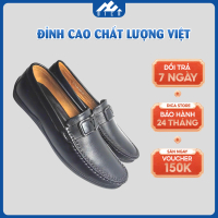 Giày Da Nam Mẫu Mới DICA, Màu Đen Sang Trọng, Họa Tiết Khuy Cài Chữ V Tinh Tế, Phong Cách Chuẩn Quý 