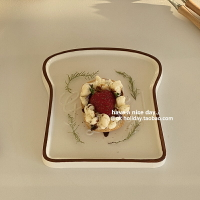 ins韓國風吐司面包造型早餐盤糕點盤甜品盤西餐盤歐式美式餐具