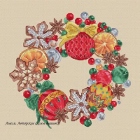 Christmas Ball Wreath Cross Stitch, Ecological Cotton Thread Embroidery, Home Decoration, Hanging Painting Gift