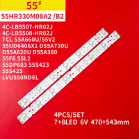 4Pcs/1set LED Backlight Strip for TCL 55" TV 55UD6406X1 D55A730U D55A620U D55A360 55F6 55L2 55DP603 55S423 55S425 LVU550NDEL