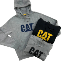 【CAT】帽T 現貨 重磅 刺繡logo 卡特比勒 CAT 刷毛 連帽 長袖 平輸品(連帽 CAT 帽t)