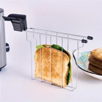 Foldable Bread Warming Rack Stainless Steel Sandwich Holder Cage Anti-scalding Handle Toaster Accessory Kitchen Utensils