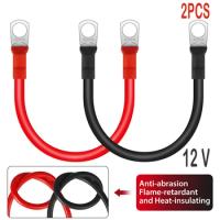 2Pcs 12V Battery Inverter Cable 2AWG Copper Auto Battery Cable Waterproof Flexible Car Battery Leads for Battery Ground Cable
