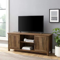 Buren Classic Grooved Door TV Stand for TVs up to 65 Inches, 58 Inch, Rustic Oak