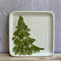 美國名品-聖誕樹彩繪方餐盤(大)