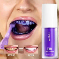 30ml V34 Purple Whitening Toothpaste Removal Tooth Stains Repairing Care For Teeth Gums Fresh Breath Brightening Teeth Care