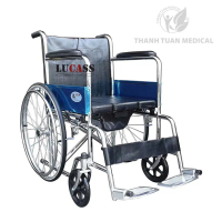 Xe lăn có bô vệ sinh Lucass X8 hoặc X89 khung inox và nệm da cao cấp