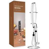 Double Whisk Milk Frother Handheld Electric Mixer Egg Beater Foam Maker for Coffee Whisk Drink Mixer Kitchen Gadgets with Stand