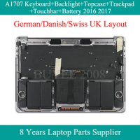 Genuine German Danish Swiss EU UK Layout Keyboard For Macbook Pro A1706 Topcase Keyboard Backlight Trackpad Touchbar Battery