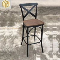 Bar stool Industrial style bar chair Iron art retro cross back bar stool high stool wholesale customization