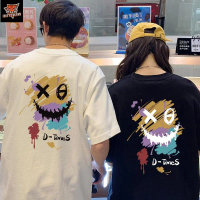 Kaus lengan pendek uniseks T-shirt kasual longgar versi Korea bercetak ukuran besar musim panas untu