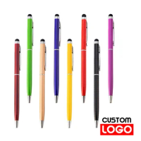 100 Packs of Mini Plastic 2-in-1 Stylus Universal Ballpoint Pen Text Engraving Custom Logo Office School Advertising Pen