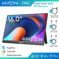 Tax free discount ARZOPA Z1RC, 16" 2.5K 100% sRGB Portable Monitor, 2560x1600 HDR Kickstand Monitor,