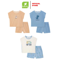 Bộ cộc tay Lullaby bé trai chất bambo in hình thú NH362N