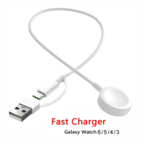 Portable 2 in 1 USB / Type-C PD Charger Cable for Samsung Galaxy Watch 6/5/4 /3 Watch 5 Pro Active2/1 43mm 47mm 42mm 46mm
