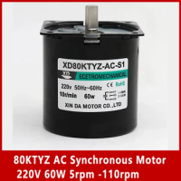80KTYZ AC Synchronous Motor 220V 60W 5rpm -110rpm Micro Motor Low Speed Permanent Magnet Motor