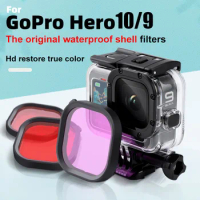 3-Pack Filters Kit Magenta Snorkel Lens Red Color Filter for GoPro HERO9 10 11Black Super Suit original Housing Case Accessories