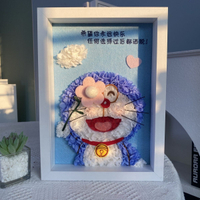 免運 開發票 永生花 幹燥花 相框 禮物 乾花 哆啦a夢永生花機器貓相框擺件生定制畫框日禮物網紅真花diy叮當貓