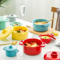 雙耳碗單個家用陶瓷特大號泡面碗沙拉碗帶蓋湯盆大碗湯碗拉面碗