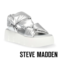 STEVE MADDEN-BONKERS 布面粗帶厚底涼鞋-銀色