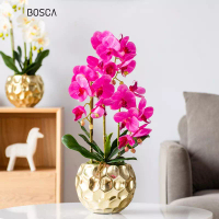 Bosca Living Bosca Living - Luxury Gold Orchid Flower Vase / Pajangan Bunga Anggrek Besar bahan Latex Premium / Rangkaian Bunga Anggrek Artificial / Hiasan Bunga Dekorasi Ruangan-HoneyComb Ungu