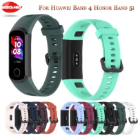Soft Sport Silicone Wrist Strap Replacement Watch Band for HUAWEI Band 4 / Honor Band 5i Wristbands Buckle Smart Watch Accessory
