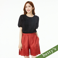 betty’s貝蒂思　鬆緊刺繡素色短褲(紅色)