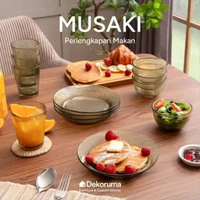 Dekoruma MUSAKI Perlengkapan Makan Set isi 12 pcs / PIring Mangkok Makan - Dark Gold