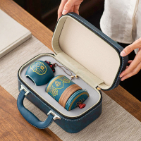 工廠直銷 免運/特惠 茶具 快客杯 旅行茶具 便攜式旅行茶具小套裝戶外泡茶包陶瓷一壺三杯攜帶式車載快客杯組特惠/開立發票 特價出 全館八折 Z1026