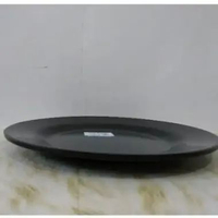 Piring Oval Hitam Pekat Glossy Melamin Awet Tebal Tahan Panas Premium Onyx 10" Piring Unik Saji Maka