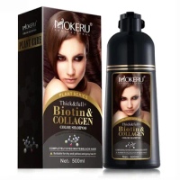 Mokeru 500ML Long Lasting Natural Permanent Organic Color Dying Biotin Collagen Hair Dye Shampoo Wash Dye Maintain 3 In 1