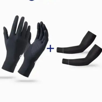 Paket Sarung Tangan Sepeda S291-1 Full Jari + Arm Sleeve Sepeda XT9002 Anti UV - OneBli S291-1BK + X