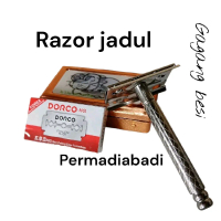 Razor jadul gagang besi-safety razor bonus silet dorco 1 box