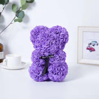 Rose Teddy Bear, Rose Bear Teddy Bear,25cm Flower Bears Foam Artificial Rose Teddy Bear Gift for Valentines Day, Mothers Day