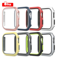 8pcs TPU Double Case For Apple Watch Series 4 5 6 SE 40MM 44MM Cover PC Bumper shell For iWatch 40MM 44MM No Screen Protector