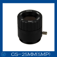 Free shipping 5MP. cctv camera lens 25mm Fixed Iris lens, 1/2" cs mount F2.4 for Security Camera,CS-25IR(5MP)