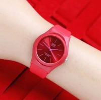 JAM TANGAN WANITA QQ QnQ Q&Q VQ86J023Y RED RUBBER ORIGINAL