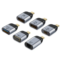 Type C to HDMI-compatible/USB 3.1/DP/VGA/Mini DP/RJ45 Adapter Video Converter Projection 8k 60Hz USB C Male to Female Adapter