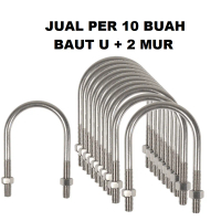 10 Buah U Bolt 12 mm x 12 inch UBolt Clamp Penjepit Pipa Galvanis Baut U 1/2 x 12 inch Galvanis Klem