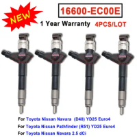 4PCS 16600-EC00E Genuine Diesel Fuel Injector 16600EC00E 16600 EC00E For TOYOTA Nissan YD25 Navara &amp; Pathfinder R50 2006 UP 2.5L
